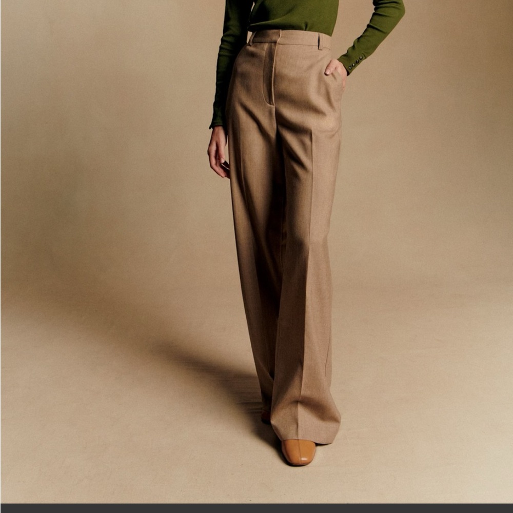 Sezane Matheo Trousers Mottled Beige - Size 6